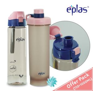 EPLAS OFFER PACK 2 In 1 750+1000ml Water Bottle Set Drinking Tumbler Botol Air BPA Free EGD-750BPA/EGS-1000PP