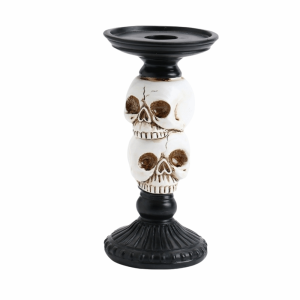 EYESONU Creative Halloween Skull Candlestick Resin Craft Realistic Halloween Decor Easy To Use Candlestick Skull Candle Holder Ghost Festival