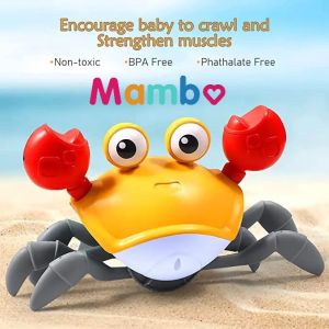 Dancing Crab Toy For Babies Crawling and Toddlers Interactive Activity Walking Crab With Sensor Automatically Avoid Objects With Lights and Sounds