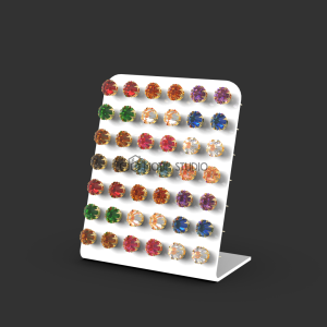 EARRINGS EARRING EAR STUD STUDS JEWELRY JEWELLERY HOLDER STORAGE ORGANIZER MINI SMALL RACK CASE SHOWCASE DISPLAY STAND WHITE GLOSSY ACRYLIC 42 HOLES TEMPAT PENYIMPANAN RAK PAJANGAN ANTING PERHIASAN AKRILIK PUTIH MINIMALIST MINIMALIS ELEGAN KEKINIAN MODERN