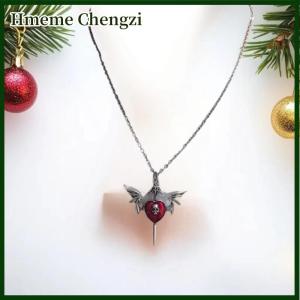 Hmeme Bat Necklace Gothic Jewelry Bat Wings Crystal Pendant Necklace Personality Necklaces Jewelry Accessories