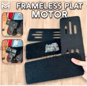 FRAMELESS PLAT FRAME PLATE DUDUKAN PLAT NOMOR UNIVERSAL ALAS PLAT NOMOR POLIS FRAMELES PLAT NOMOR 1 SET