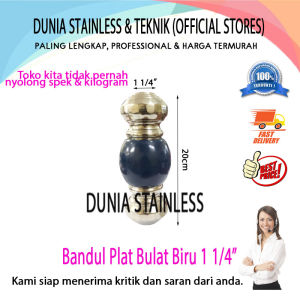 Bandul Plat Bulat Biru 1 1/4in aksesoris stainless steel
