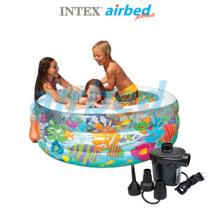 Intex สระกลมใส อะแควเรี่ยม 1.52x1.52x0.56 ม. รุ่น 58480 + ที่สูบลมไฟฟ้า