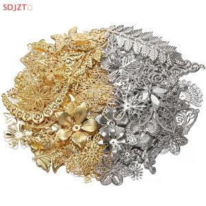 🚚【Local Express Delivery】🚚 50g lot Mixed Metal Flower Leaves Filigree Wraps Connectors Pendant Beads Caps Charms for DIY Jewelry Making Craft Supplies