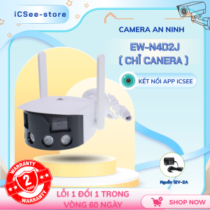Camera giám sát ngoài trời 4MP iCSee EW-N4D2J 2 óng kính kép góc rộng 180 độ (không hổ trợ wifi kết nối dây mạng LAN )