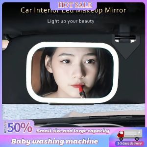 LED Car Sun Visor Makeup Mirror – Touch Screen Control Dimmable Brightness USB Rechargeable HD Glass