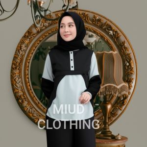 Blus MDC Multicolor Stripe Panjang Lengan dengan Kerah Polo untuk Sehari-hari dan Dinas - Ukuran S-4XL