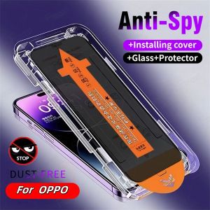 Full Cover Anti Spy Privacy Tempered Glass For OPPO A16 A15s A16 e K A17 A18 A38 A58 A79 A91 A93 A96 A95 A74 A98 A57 A77s A76 A78 A73 A60 A3 A5 A9 A12e A31 A52 A53s A54 A57 A73 A74 4G 5G Auto-Dust One-click Installation Screen Protector Film