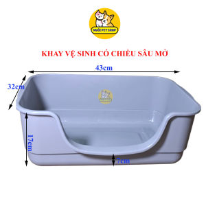 Tặng xẻng - Khay vệ sinh cho mèo có chiều sâu liên tục 43x32x17cm - 49x32x17cm - Nuôi Pet Shop