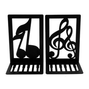 2Pcs Hollow Book Ends for Shelves Heavy Duty Metal Bookends Musical Note Bookends Desk Book Ends Decorative Book Stopper