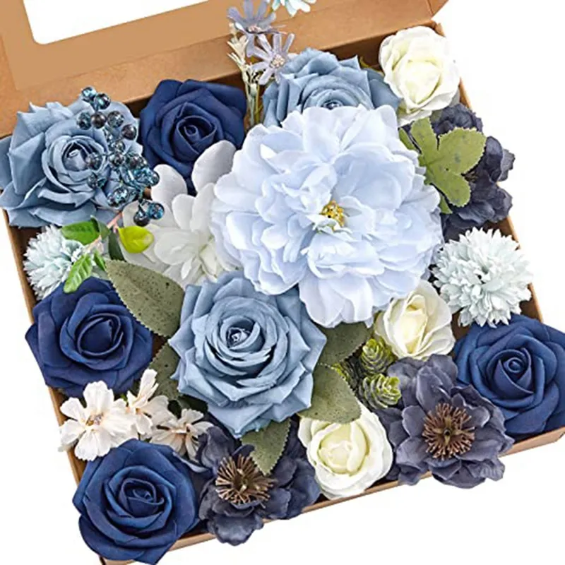 Artificial Flowers Fake Dusty Blue Peony Flowers Combo for DIY