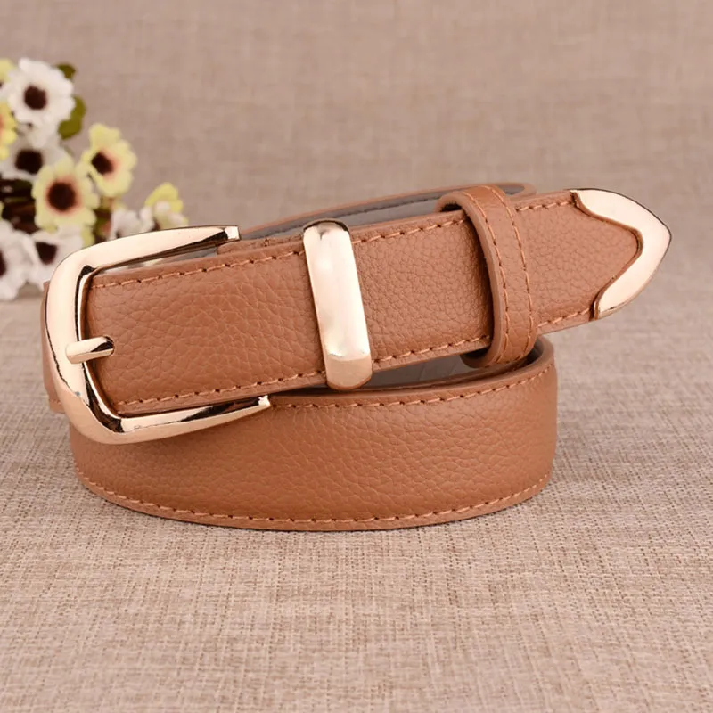 Alloy Buckle Women Belts PU Leather Wild Female Waist Belts Brown
