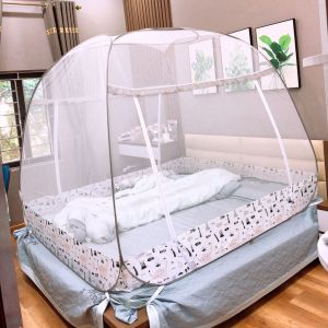 Màn Chụp  Mùng Chụp Đỉnh Rộng Cao Cấp Mộc Miên 18mx2m - 2 cửa  Mẫu Xám Khủng Long