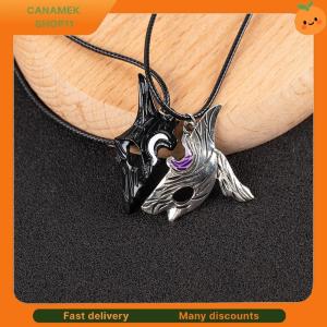 ❣️❣️❣️ 1Pair League Of Legends Style Sheep And Wolf Pendant Necklace Mysterious Splicing Pendant Jewelry Asymmetric Sheep Wolf Pendant Personalized Animal Mask Two Color Necklace Fashion Trend Jewelry Personality Creative Gift