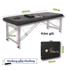 Giường Vali gấp gọn chân inox chắc chắn 180*60*65cm nhập khẩu đủ phụ kiện | Giường phun xăm giường spa gấp gọn