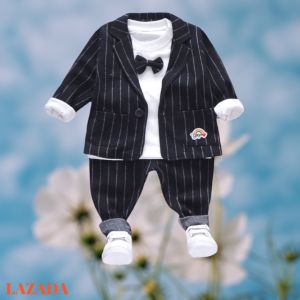 ชุดสูททักซิโด้ สําหรับเด็กผู้ชาย 3in1 นําเข้า 6 เดือน - 5 ปี