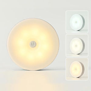 Stick Tap Push Lamp Night Light USB Rechargeable Stick-on Push Light Wireless Cabinet Counter Mini Night LED Lighting 3 Color Adjustable Night Lights