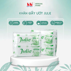 Khăn lạnh Julie Xanh lá vải bi 20 cái 20x24cm hương hoa hồng không hóa chất dùng một lần tiện lợi