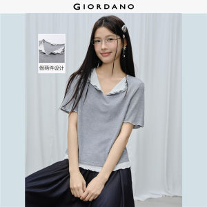 Giordano Women Women Lapel T-Shirt Free Shipping 18326512
