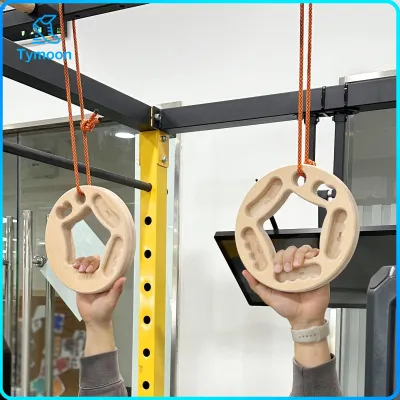 Perfeclan 2 Pieces Climbing Hangboard Finger Training Board Building Core Strength Wall Hanging Sturdy Beginner Round Wooden Hang Board