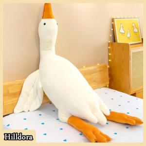 [Hilldora] Tie-nhuộm đầy màu sắc ngỗng trắng chân kẹp đồ chơi sang trọng ngỗng búp bê có thể giặt và có thể tháo rời để ngủ