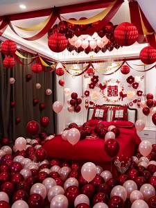 Wedding room decoration set for the groom and brides bedroom new home trendy and high-end wedding decorations balloons ins Wind