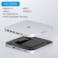 Hagibis USB-C Hub with Dual Hard Drive Enclosure Type-C Docking Station for Mac Mini M2 Mac Studio M1 Max Ultra with 2.5inch SATA M.2 SSD 4K60Hz DP1.4  HDMI USB3.2 Gen2 SD/TF. 