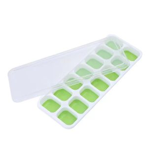 14 Holes Silicone Ice Cube Maker Tray Baby Food Maker Mold Tray Container with Lid Bekas Pembuat Ais Batu 硅胶冰格