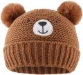 JANGANNSA Beruang Comel Bayi Beanie Bawal Bayi Lelaki Topi Bayi Kanak-kanak Kecil Musim Sejuk Berkait Beanies untuk Kanak-kanak Perempuan. 