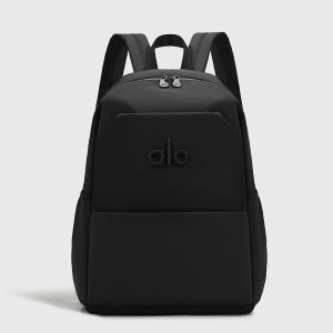 Front Double Layer Yoga School Backpack ALO Six Solid Neutral Nylon Sponge Cushion Straps Dual Side Bottle Pouch Large Capacity Rucksack For College Workout Daily Commute