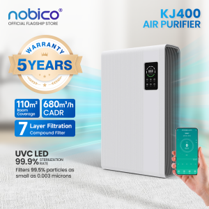 Nobico KJ400 Wall/Floor Mountable Air Purifier with UVC Germicidal 680 m³/h CADR for 110㎡ 7-Stage H13 HEPA Filter