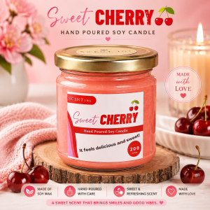 SWEET CHERRY / Soy Wax Scented Candle  / Fruity Scent / 200grams / Scent 101