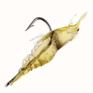 10/50pcs Shrimp Lures Soft Shrimp Fishing Lures Simulated Shrimp Hook Luminous with Sharp Hook Bead