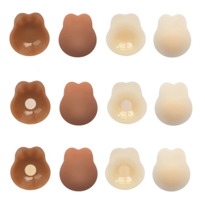 1 Pair Pasties Women Reusable Adhesive Silicone Nipple Covers Rabbit Ears Breast Lift Nippleless Cover Bra for Dress