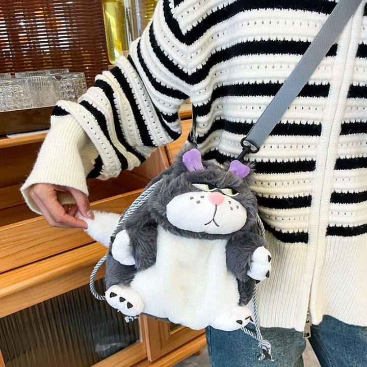 PRETTYGG】Disney Lucifer Cat Portable Drawstring Pocket Plush Toy Doll  Shoulder Bag Anime Cinderella Cosmetic Storage Bags Girls Birthday Xmas  Gift