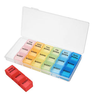 Weekly 7 Day Pill Organizer 1 Independent  Lattice  Vitamin Storage Box  Large Compartments Moisture-Proof Pill Case Medication Reminder Portable Travel Container  to Hold Vitamins and Medication