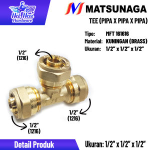 Matsunaga Sambungan Tee Pipa Air Panas Kuningan Pipa x Pipa x Pipa