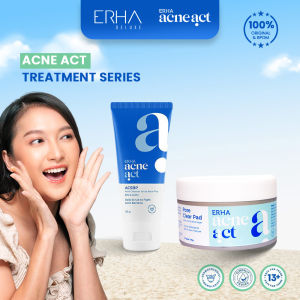 ERHA Acne Cleanser Scrub ACSBP + Pore Clear Pad - Sabun Pembersih Wajah Jerawat + Kapas Eksfoliasi
