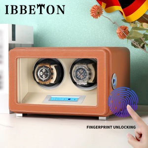 IBBETON Luxury Watch Winder 1 2 3 4 6 Slot Automatic Mechanical Watches Storage Box High Gloss Microfiber Skin Leather LCD Touch Screen Fingerprint Unlocking Watch Box