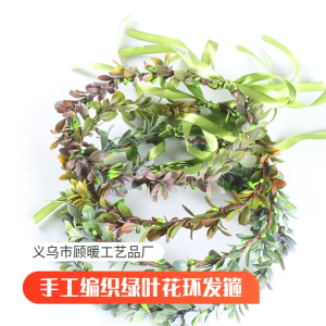 Green Garlands Crown Hair Wreath Leaves Headbands Women Bride Foliage Crown for Stall Market Green Headbands