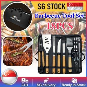 18 PCS STAINLESS STEEL BBQ GRILL TOOL SET STORAGE BAG Grilling Cooking Utensil Kit Barbecue Camping Portable