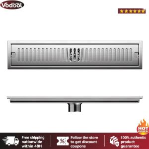 [VTO] Multiple Sizes Dectable Square Drain Filter Anti-odor Brushed Rectangular Floor Drain with Removable Square Hole Cover
