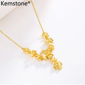 Kemstone Gold Plated Womens Flowers Pendant Necklace Jewelry Gift
