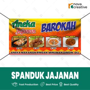 Cetak Spanduk Jajanan Warung Toko Gratis Desain Cetak Banner Spanduk Custom