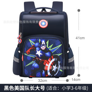 AE New model elementary school backpack for boys cartoon design lightweight fully-open integrated double-shoulder backpack with spine protection Captain Spider