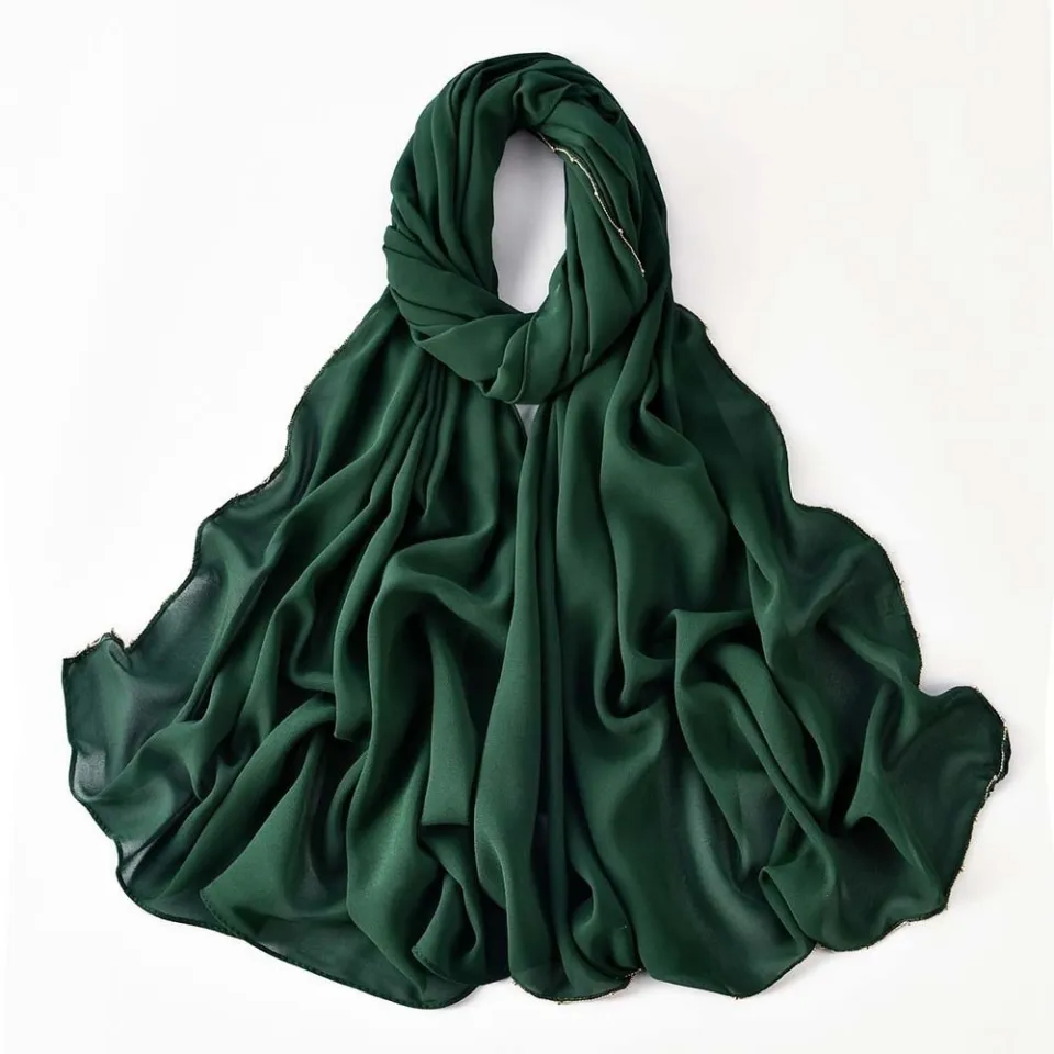 ROB TOY Hijab Colorful Beaded Headscarf Elastic Breathable Printed