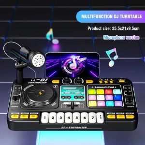 Kid DJ Mixer with Microphone Electronic Piano Keyboard Bluetooth DJ Turntable Console Junior Musical Instrument Christmas Gifts2026
