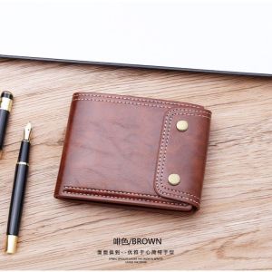 IELGY กระเป๋าสตางค์มีกระดุมกระเป๋าสตางค์ผู้ชายสั้น