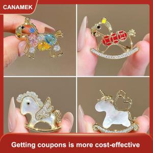 【CANAMEK 】 Cute Cartoon Pony Brooch Exquisite Zodiac Horse Brooch Pin For Women Temperament Clothing Accessories Men Suit Lapel Corsage
